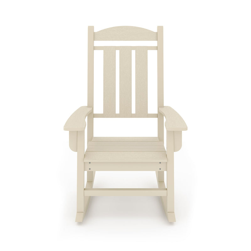SoPoly Callaway Porch Rocker in Tybee Sand, front view