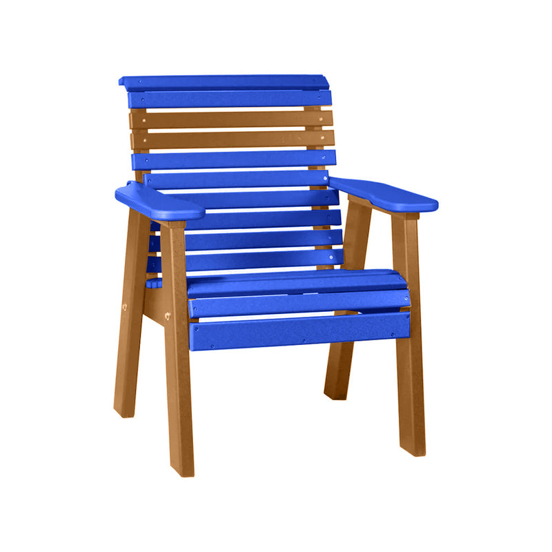 LuxCraft Blue 2' Rollback Recycled Plastic Chair With Cup Holder
