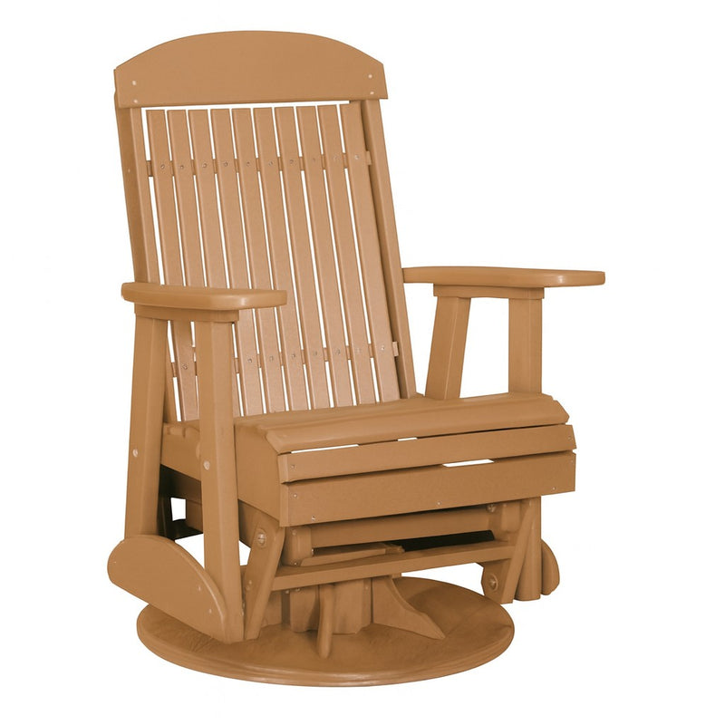 LuxCraft Cedar 2 foot Classic Highback Recycled Plastic Swivel Glider Chair