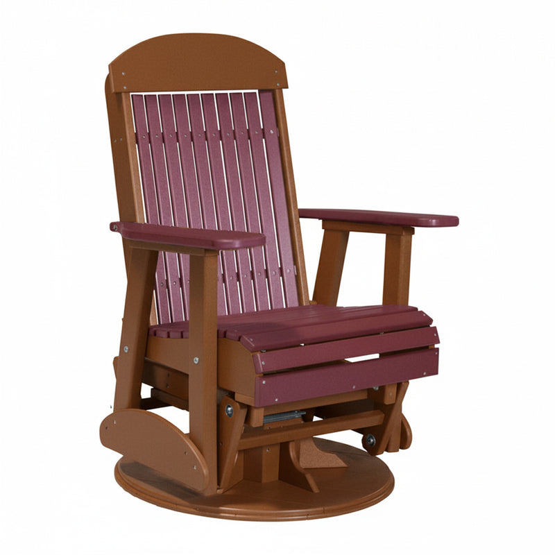 LuxCraft Cherrywood 2 foot Classic Highback Recycled Plastic Swivel Glider Chair With Cup Holder