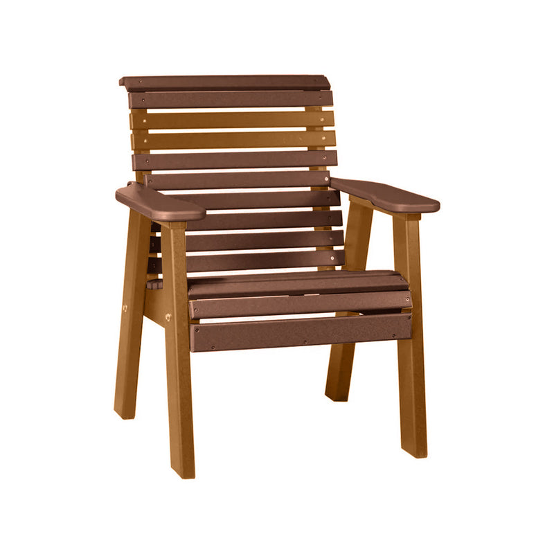 LuxCraft Chestnut Brown 2' Rollback Recycled Plastic Chair With Cup Holder