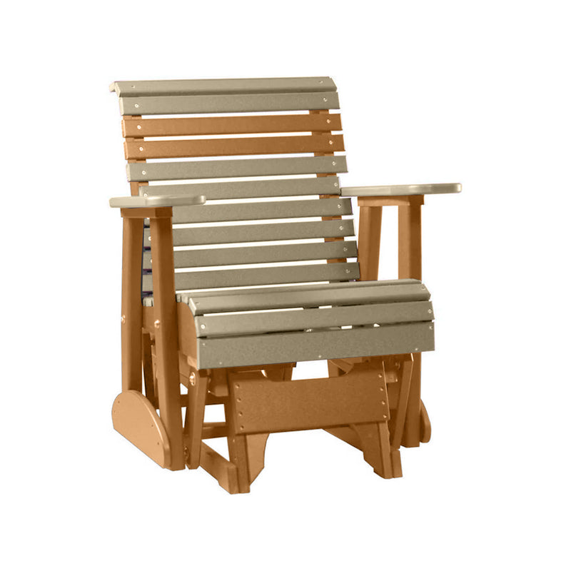 LuxCraft Weatherwood 2 foot Rollback Recycled Plastic Glider Chair With Cup Holder