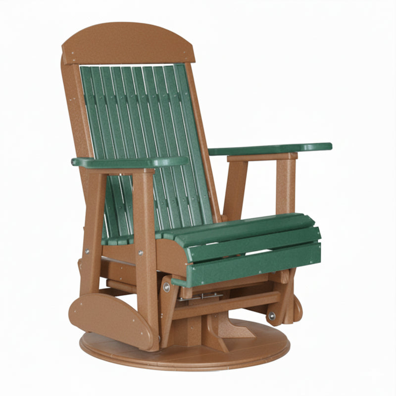 LuxCraft Green 2 foot Classic Highback Recycled Plastic Swivel Glider Chair