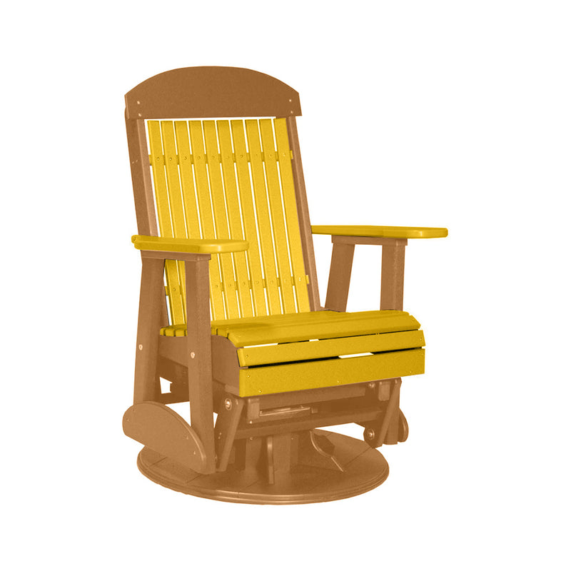 LuxCraft Yellow 2 foot Classic Highback Recycled Plastic Swivel Glider Chair