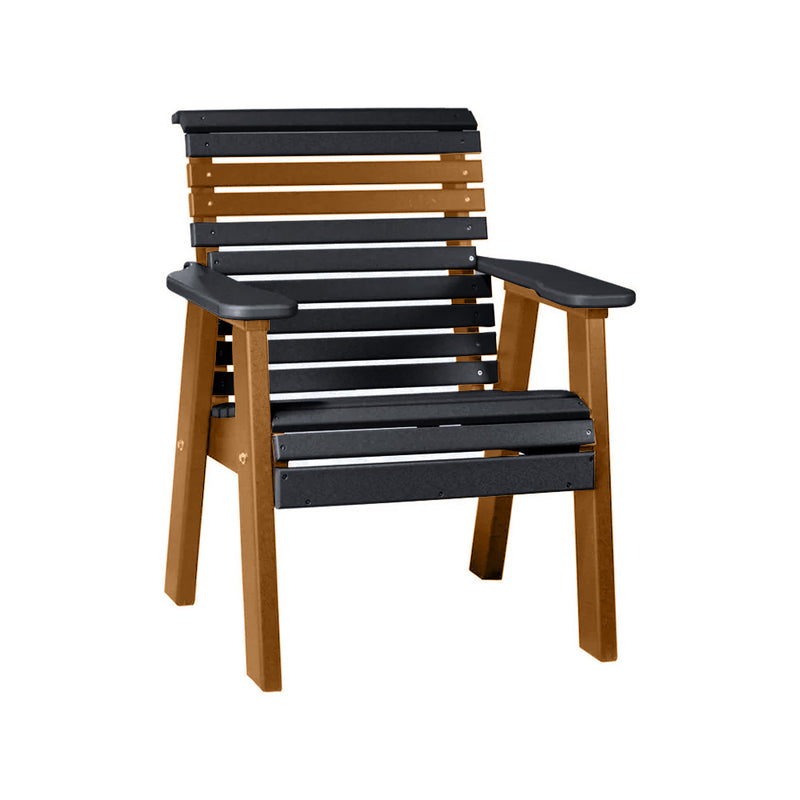 LuxCraft Black 2' Rollback Recycled Plastic Chair With Cup Holder