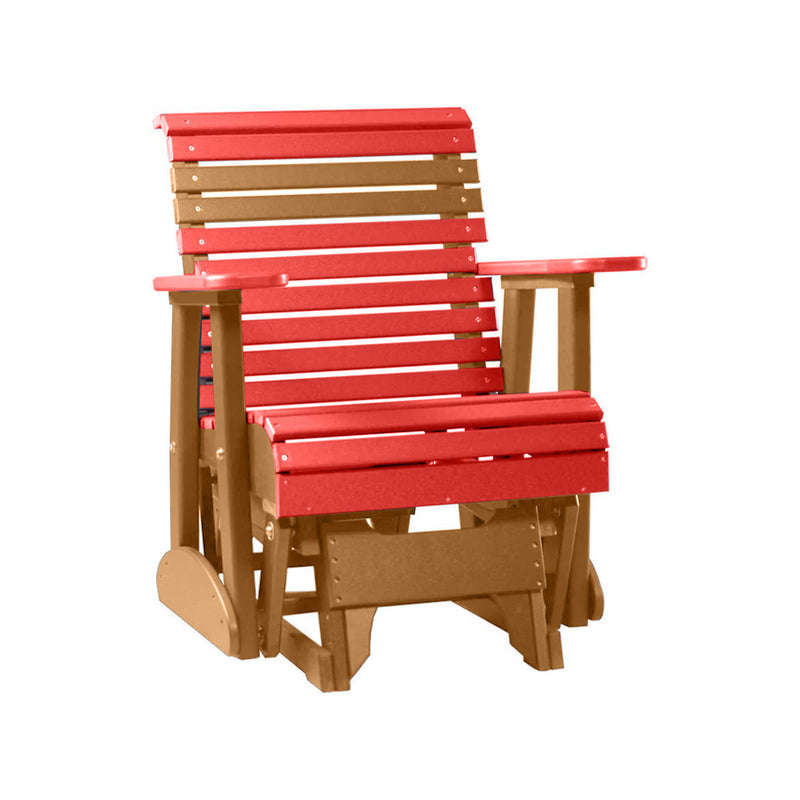 LuxCraft Red 2 foot Rollback Recycled Plastic Glider Chair With Cup Holder