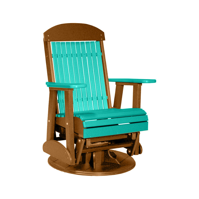 LuxCraft Aruba Blue 2 foot Classic Highback Recycled Plastic Swivel Glider Chair