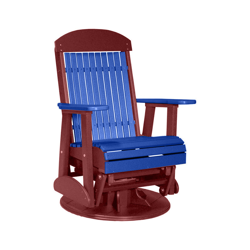LuxCraft Blue 2 foot Classic Highback Recycled Plastic Swivel Glider Chair With Cup Holder