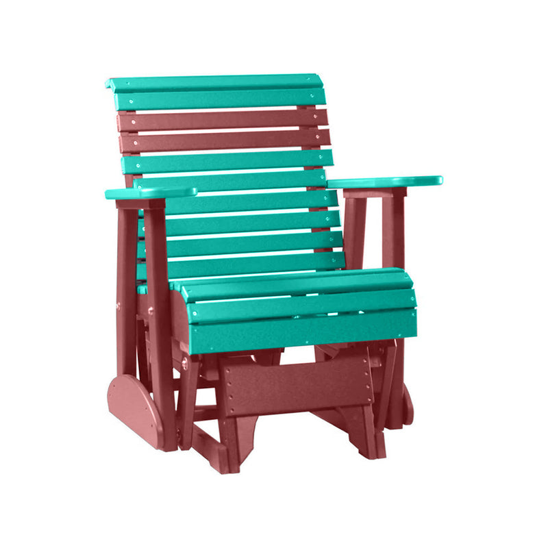 LuxCraft Aruba Blue 2 foot Rollback Recycled Plastic Glider Chair