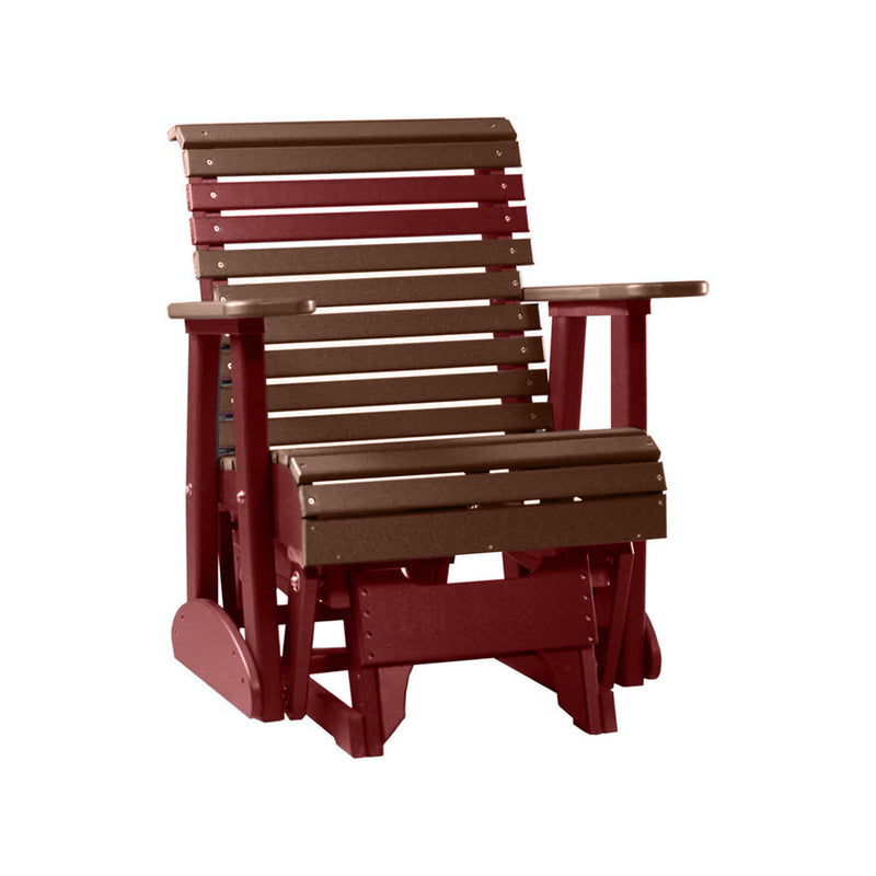 LuxCraft Chestnut Brown 2 foot Rollback Recycled Plastic Glider Chair