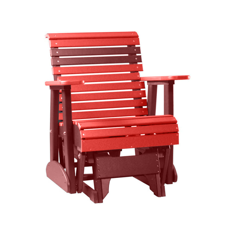 LuxCraft Red 2 foot Rollback Recycled Plastic Glider Chair With Cup Holder