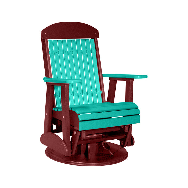 LuxCraft Aruba Blue 2 foot Classic Highback Recycled Plastic Swivel Glider Chair