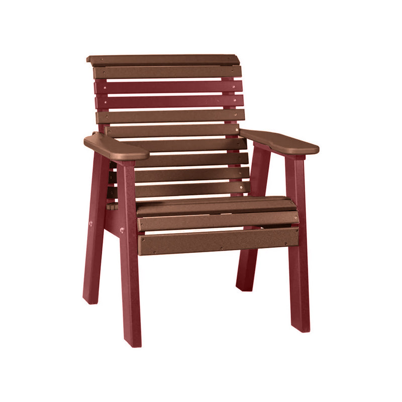 LuxCraft Chestnut Brown 2' Rollback Recycled Plastic Chair With Cup Holder