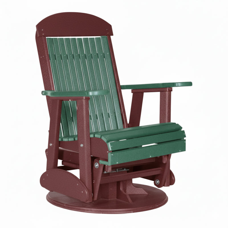 LuxCraft Green 2 foot Classic Highback Recycled Plastic Swivel Glider Chair