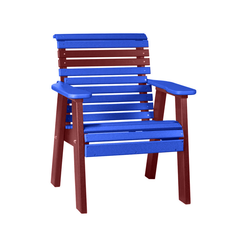 LuxCraft Blue 2' Rollback Recycled Plastic Chair With Cup Holder
