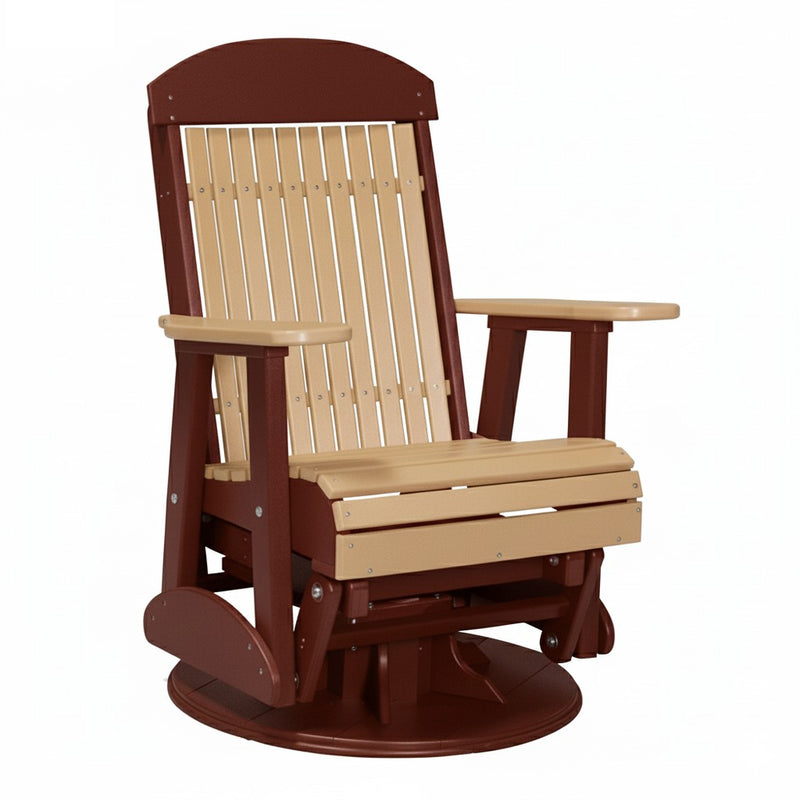 LuxCraft Cedar 2 foot Classic Highback Recycled Plastic Swivel Glider Chair