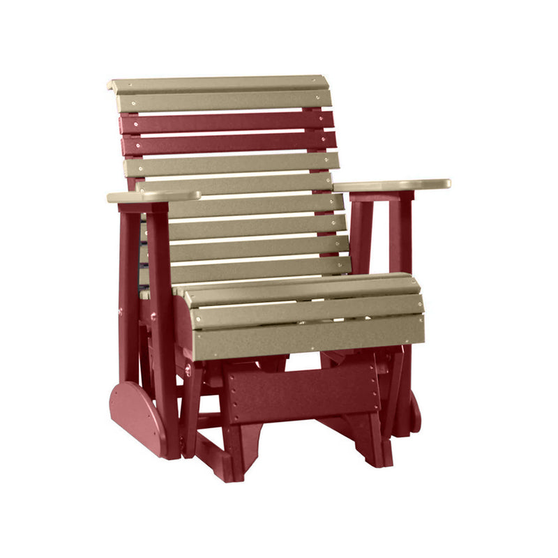 LuxCraft Weatherwood 2 foot Rollback Recycled Plastic Glider Chair With Cup Holder