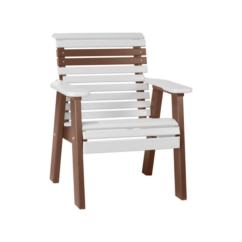 LuxCraft White 2' Rollback Recycled Plastic Chair With Cup Holder
