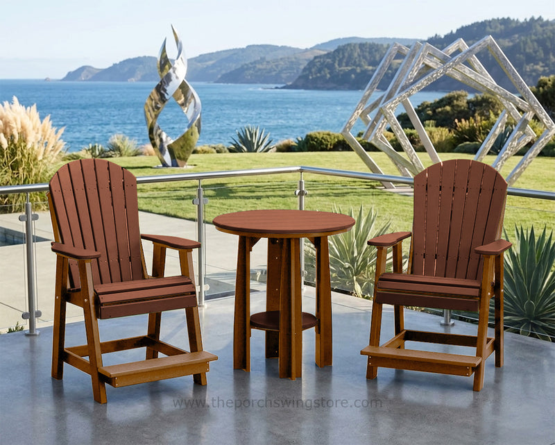 LuxCraft Antique Mahogany on Chestnut Brown Poly Balcony Dining Table Sets