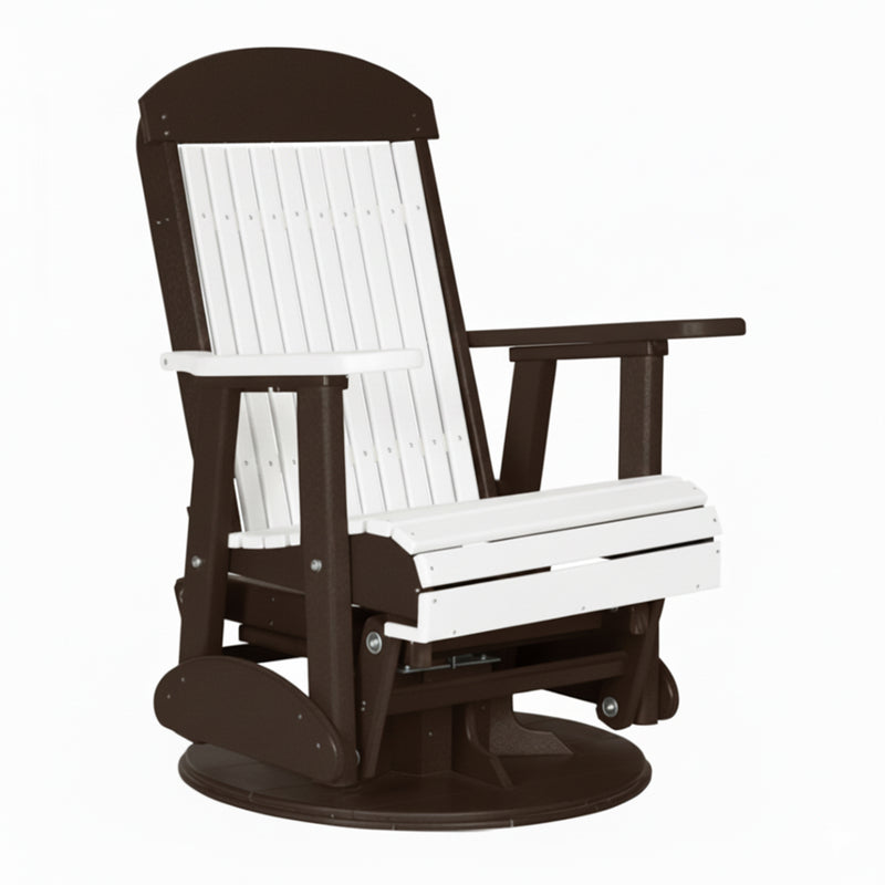 LuxCraft White 2 foot Classic Highback Recycled Plastic Swivel Glider Chair