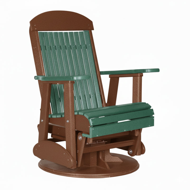 LuxCraft Green 2 foot Classic Highback Recycled Plastic Swivel Glider Chair