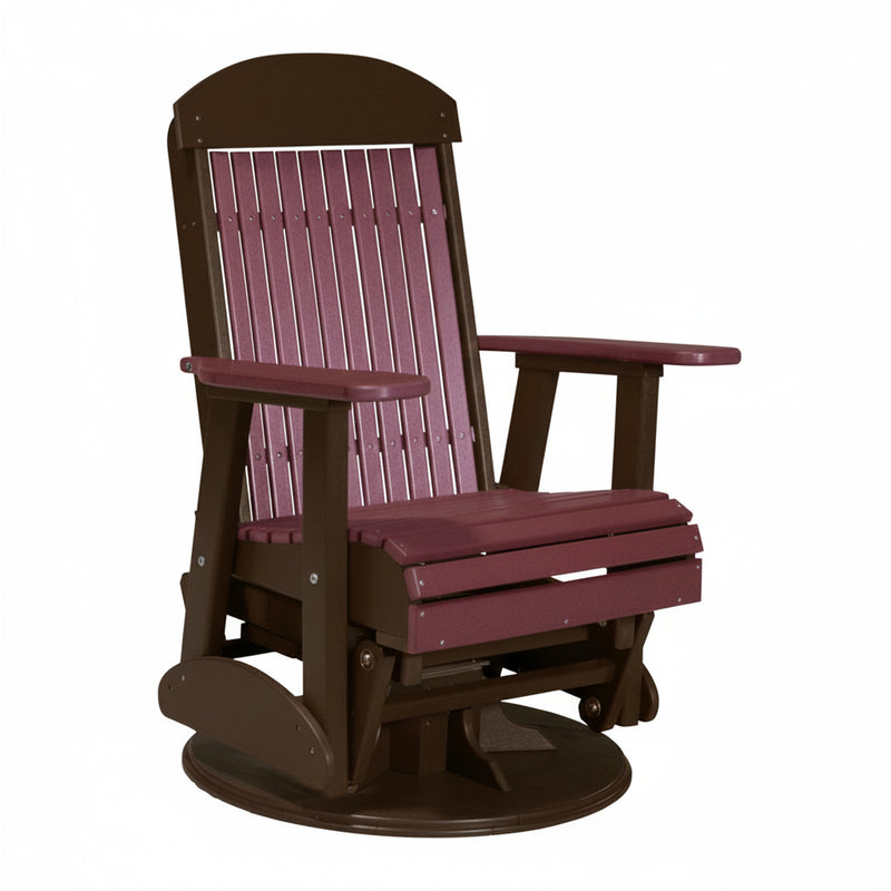 LuxCraft Cherrywood 2 foot Classic Highback Recycled Plastic Swivel Glider Chair With Cup Holder