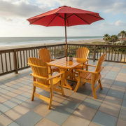 Dining Set for 4 with 4' Trestle Table in Clear Cedar, Golden Glossy