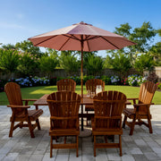 Dining Set for 6 with 6' Trestle Table in Clear Cedar, Caramel Glossy