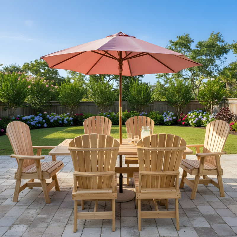 Dining Set for 6 with 6' Trestle Table in Clear Cedar, Unstained