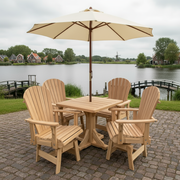 Dining Set for 4 with Pedestal Table in Clear Cedar, Unstained