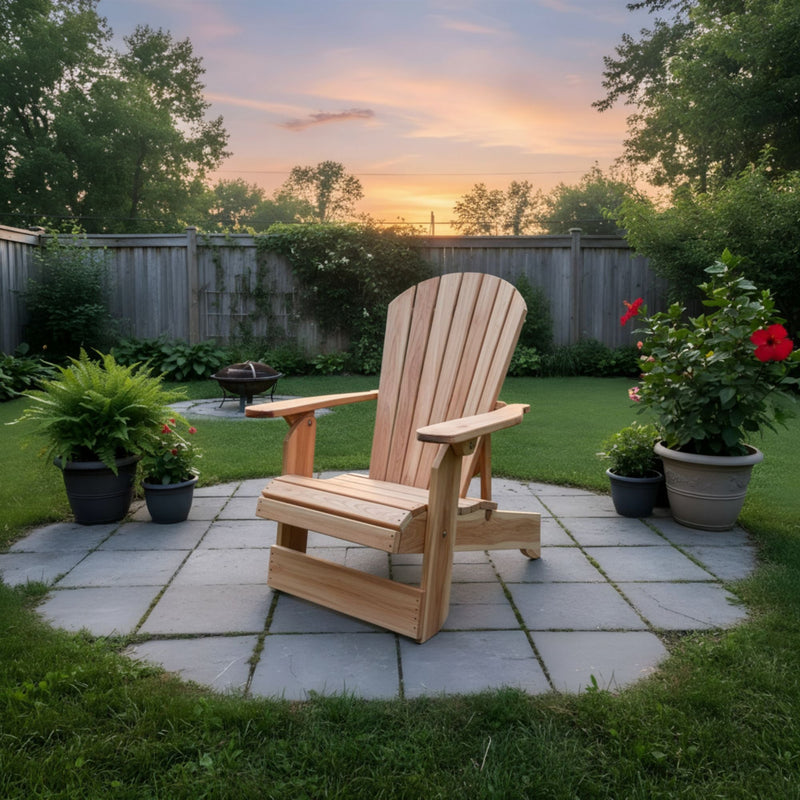 Wooden Royal Upright Reclining Adirondack Chair in Clear Cedar, Unstained
