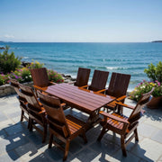 Wooden Modern Dining Set for 8 with 6' Table in Clear Cedar, Caramel Glossy