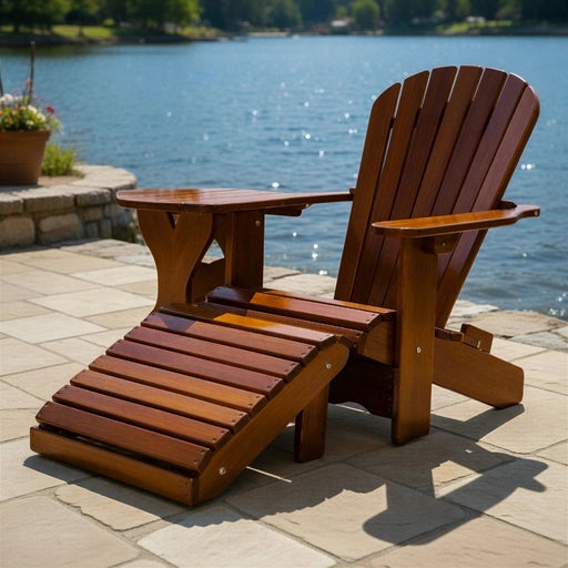 Wooden Royal Single Patio Set in Clear Cedar, Caramel Glossy