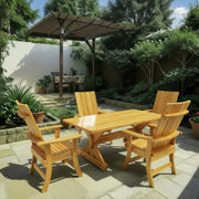Wooden Modern Dining Set for 4 with 5' Table in Clear Cedar, Golden Glossy