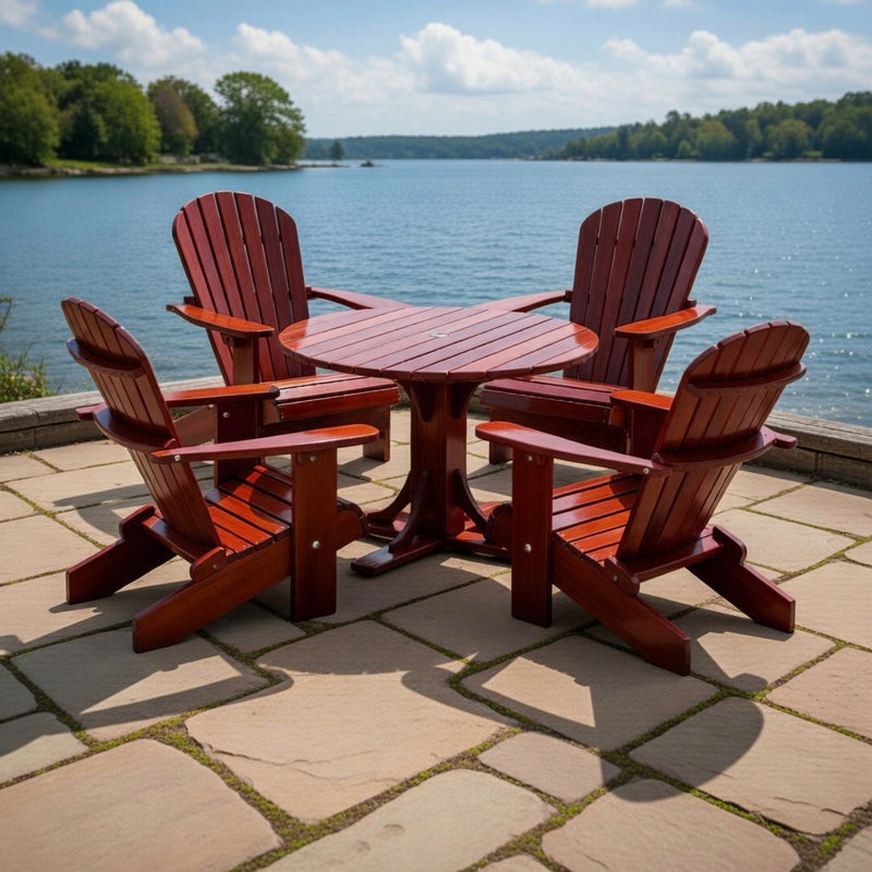 Wooden Royal Picnic Set for 4 in Clear Cedar, Mahogany Glossy