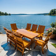 Wooden Modern Dining Set for 8 with 6' Table in Clear Cedar, Golden Glossy