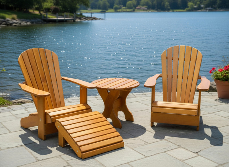 Wooden Royal Patio Set in Clear Cedar, Golden Glossy