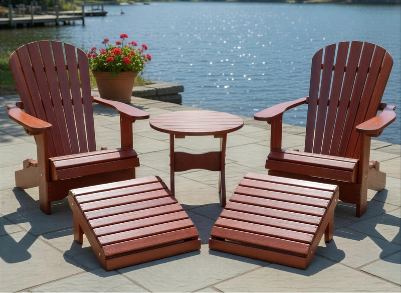 Wooden Royal Complete Patio Set in Clear Cedar, Mahogany Glossy