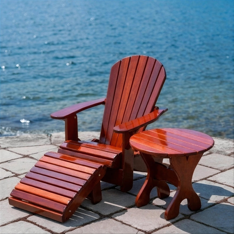 Wooden Royal Single Patio Set in Clear Cedar, Mahogany Glossy