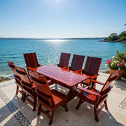 Wooden Modern Dining Set for 8 with 6' Table in Clear Cedar, Mahogany Glossy