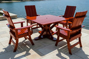 Wooden Modern Dining Set for 4 with Pedestal Table in Clear Cedar, Mahogany Glossy