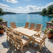 Wooden Modern Dining Set for 8 with 6' Table in Clear Cedar, Unstained