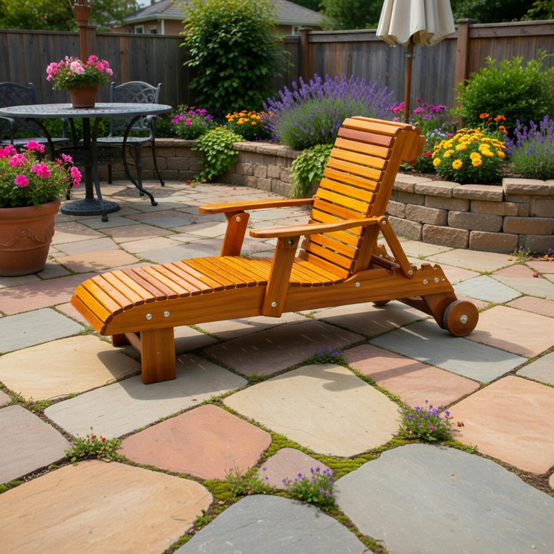 Wooden Deluxe Lounge Chair in Clear Cedar, Golden Glossy