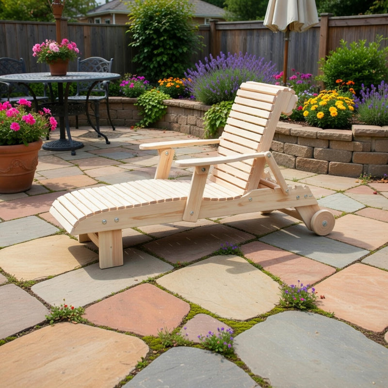 Wooden Deluxe Lounge Chair in Pine, Unstained