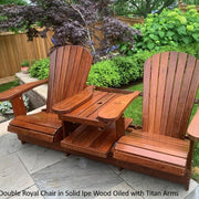 Wooden Double Royal Adirondack Chair in Brazilian Walnut (IPE), Oiled Fully Assembled