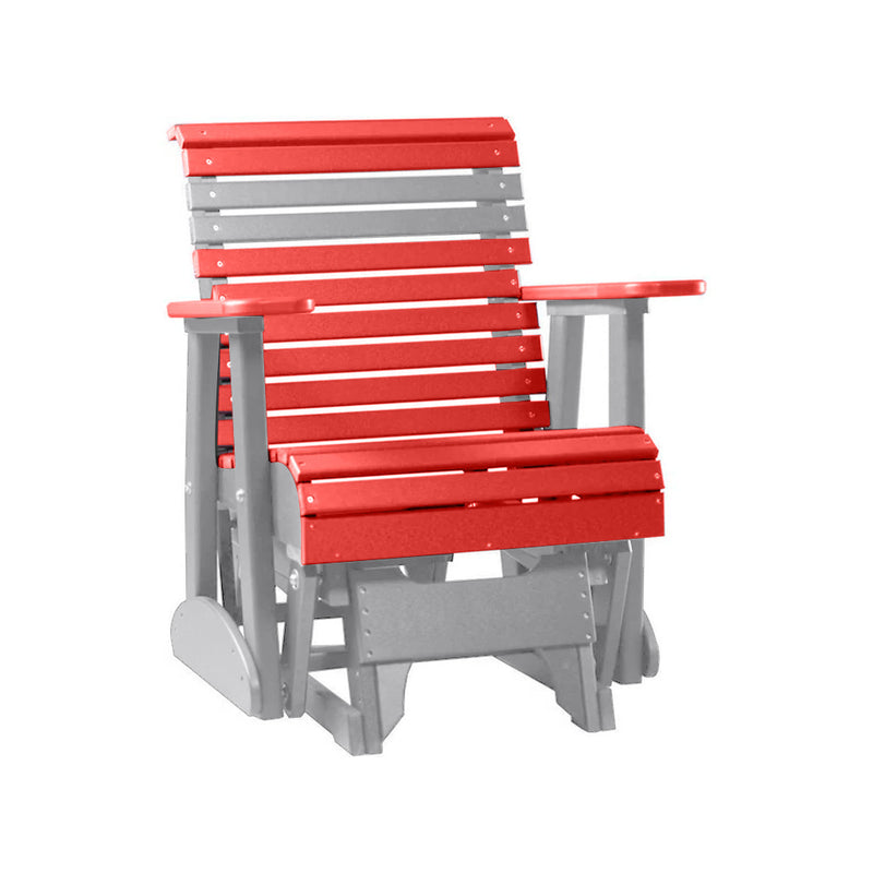 LuxCraft Red 2 foot Rollback Recycled Plastic Glider Chair With Cup Holder