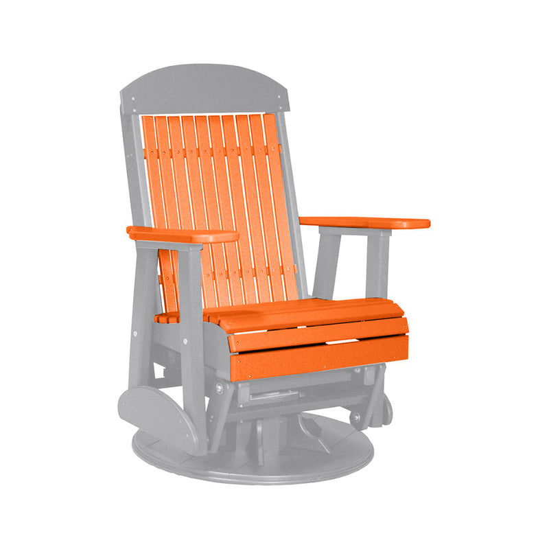 LuxCraft Tangerine 2 foot Classic Highback Recycled Plastic Swivel Glider Chair With Cup Holder