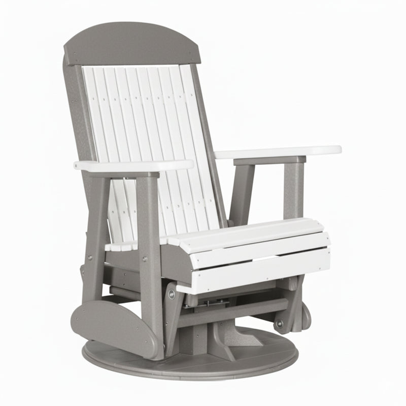 LuxCraft White 2 foot Classic Highback Recycled Plastic Swivel Glider Chair