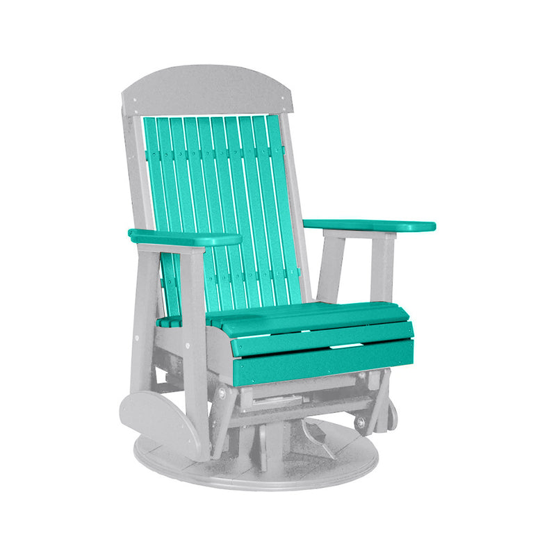 LuxCraft Aruba Blue 2 foot Classic Highback Recycled Plastic Swivel Glider Chair
