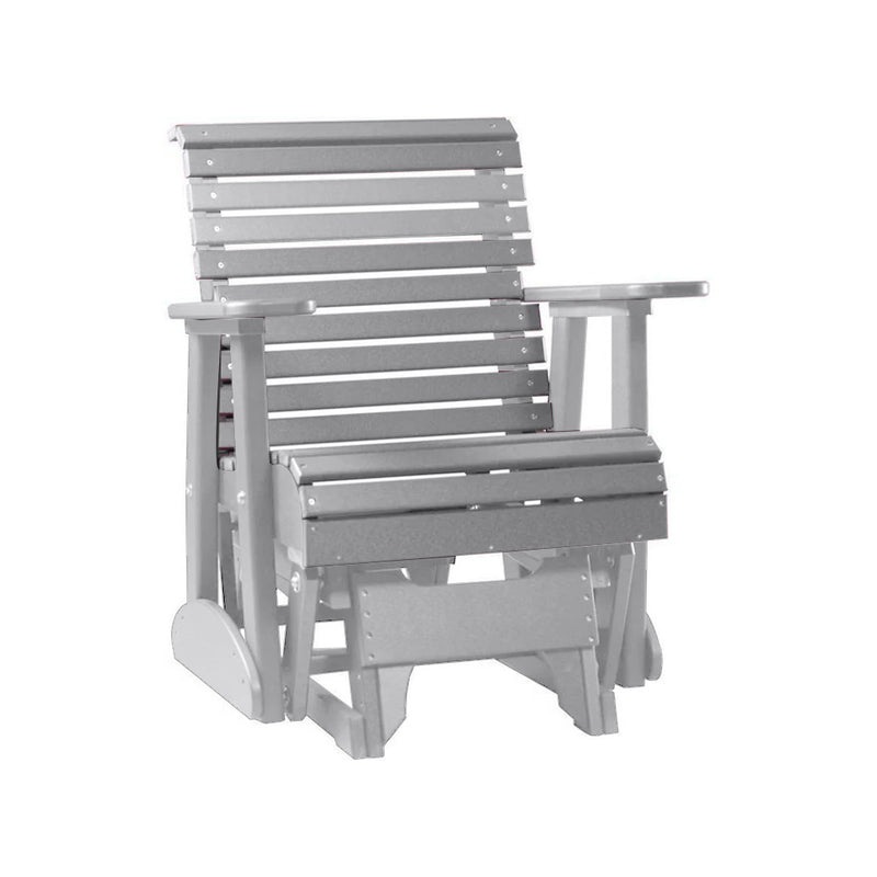 LuxCraft Gray 2 foot Rollback Recycled Plastic Glider Chair With Cup Holder